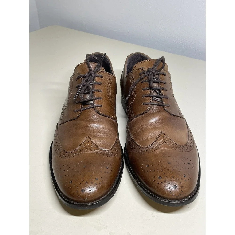 Foreva Men's 39 M US 7 Brown Leather Oxford Derby Shoes Made In Portugal Lace Up